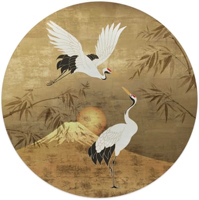 Glasschilderij Kraanvogels - Ø 50 - Glas - REINDERS