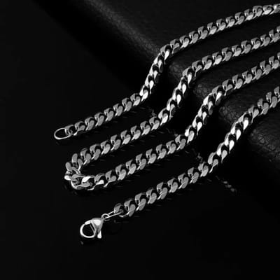 Aramat Jewels | Halskettingen | Stalen Curb Gourmet Ketting Zilverkleurig | 70cm / 5mm |70cm | | Staal | Volwassenen | Verkleurd niet