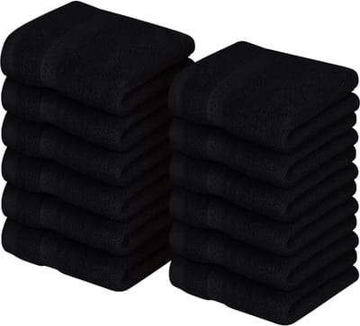 Unyqoos® Set van 12 Luxe Zwarte Katoenen Wasdoekjes met Ophanglussen voor Gezichtsverzorging
