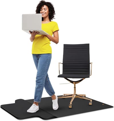 Bureaustoelmat - Vloerbeschermer Bureau - Comfortabel Werken - Anti-vermoeidheid Schuim - 137 x 91 cm - Mat Zwart