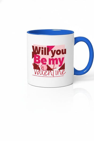 Valentijn Mok 'Will you Be my Valentine' - Romantisch Cadeau met Blauw Oor