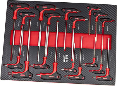 16 Delige T-Grepenset in Carbon Foam inlay voor Gereedschapswagen