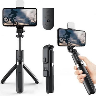 QTTVBTNA -Uitbreidbare Selfie-stok Met Statiefunctie - Selfie-stok - Draadloos Via Afneembare Afstandsbediening - Aluminium - Voor Smartphones Van 4-7 Inch - 1 Stuk