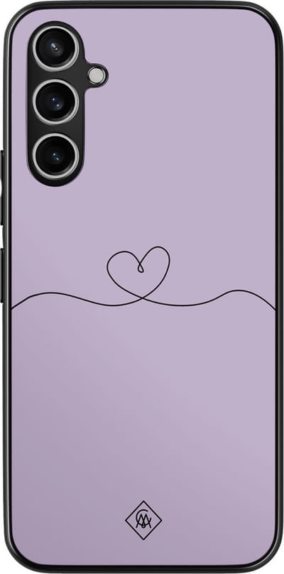 Casimoda® hoesje - Geschikt voor Samsung Galaxy A15 - Hart Lila - Zwart TPU Backcover - Geen opdruk - Bruin/beige