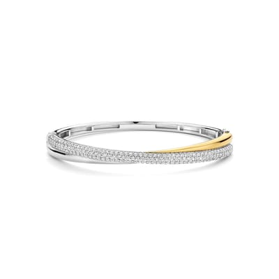 TI SENTO Dames Armband - 925 zilver - Zirkonia met geel verguld - Maat M - 23071ZY