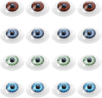 Dailygoods- Ogen 16 Stuks - Ovale Kunststof Ogen - Kleurrijke Decoratieve Ogen - Veilig voor Kinderen - Groot Formaat 23mm x 16mm x 9mm - Speelgoedoog