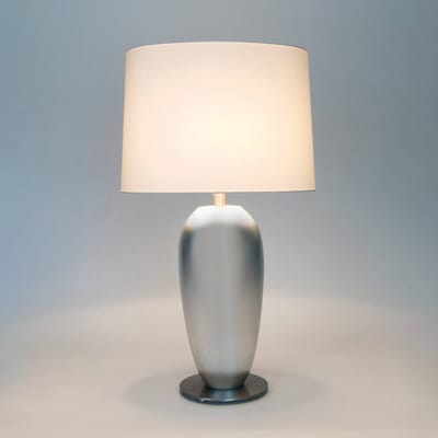 Holländer Tafellamp LAMBDA OVAL, zilver/écru, hoogte 77 cm, keramiek, E27