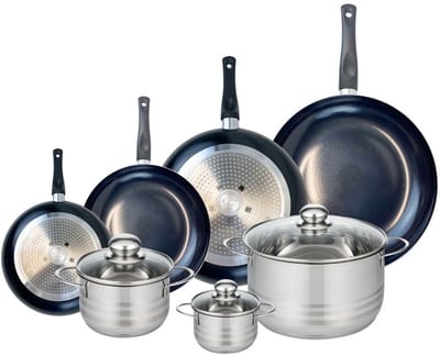 Set van 4 Kookpannen 20, 24, 28 en 32 cm en 3 braadpannen 12, 16 en 24 cm Elo Prima Brillant