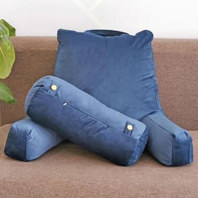 Leeskussen Rugsteun - Lezen Kussen - Ontspannen Lezen - Met Steunarmen - 80x67x50 cm - Imperial Blauw