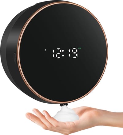 Zeepdispenser - zwart - 1 stuk, automatische wandmontage, schuimzeepdispenser, elektrische zeepdispenser, contactloze wandmontage, sensor, schuimzeepdispenser, kunststof, keuken, badkamer, schuimdispenser