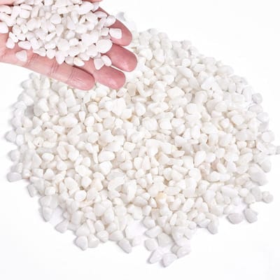 Decoratieve witte steentjes 1.8kg, 0.8-1cm grind voor tuin, siergrind en tuindecoratie