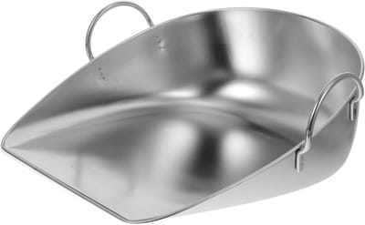 Handstofblik Roestvrijstaal - Groot Stofblik - Afval Verzamelen - Dubbele Handgreep - 38 x 34 x 16 cm - Zilver