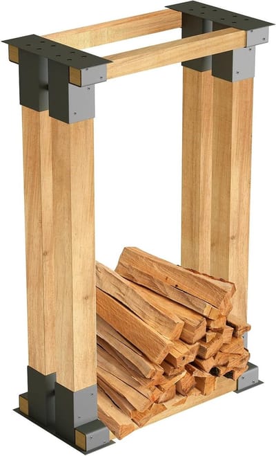 Hout Stapel Hulp - Stapelrek Brandhout - Opslag Buiten - Verzinkt Staal - 4 Stuks - Zilver