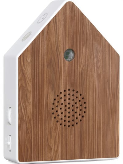 UPLY Vogelhuisje Met Geluid -Vogelgeluiden Huisje Met Sensor - 5 Natuurgeluiden Voor op Toilet/Wc - Bewegingsmelder - Zwitscherbox - Cadeau - Incl. Bevestiging - Wit - Eik