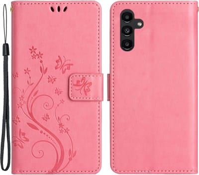 Coverup Hoesje - Geschikt voor Samsung Galaxy S24 FE Hoesje - Coverup Bloemen & Vlinders Book Case - Roze