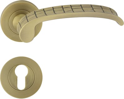 DOMINO SKIN R M3 MAT - Luxe Aluminium Deurklink Set in Mat Bruin - Modern Deurbeslag met PZ Profielcilinder Rozet