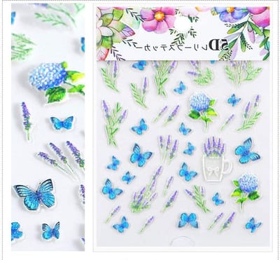 Zelfklevende 5D Bloemenpatroon Nagelstickers voor Nagelkunst en Versiering - 6 Stuks Nageldecoratie