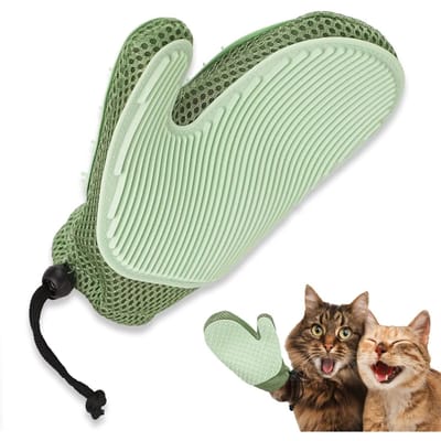 Kattenhaarhandschoen & Huisdierenvachtverwijderaar Handschoen, Hondentrimhandschoen Borstel voor Verharen, Huisdierhaarverwijderaar Handschoen voor Schoner, Trimhandschoen groen