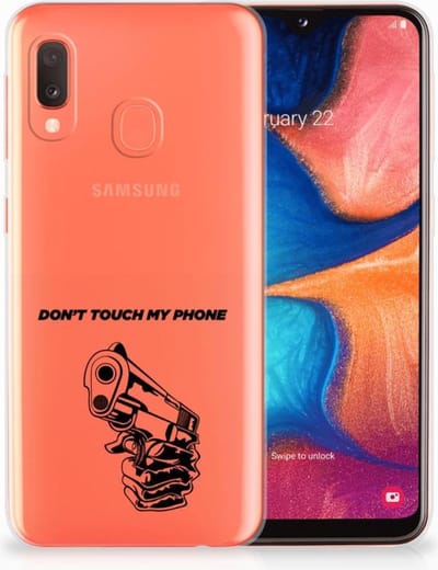 Samsung Galaxy A20e Silicone-hoesje Gun Don't Touch My Phone