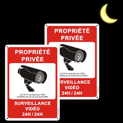 SnelShoppen - Reflectief Video Surveillance Aluminium Bord 250x180mm - Camera, Beveiliging, Metaal, 2 Stuks voor Privé Eigenschappen