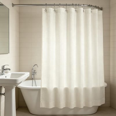 SnelShoppen - Douchegordijn Ivoorwit 120x200 cm, Waterdicht Polyester met 12 Ringen, Elegante Badkamer Decoratie, Kreukvrij en Kleurecht