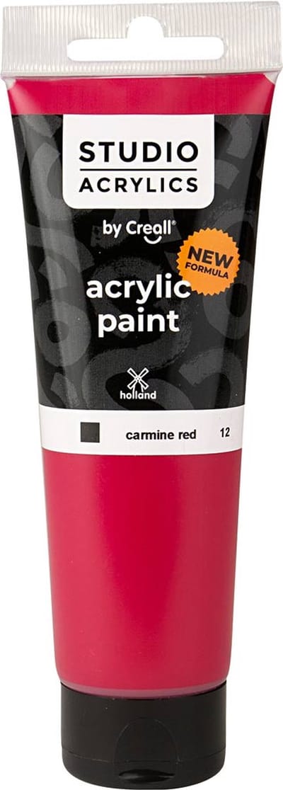 Acrylverf – Carmine Rode Verf – Acrylaatverf – Acrylic paint – Hobbyverf – Sneldrogend – Carmine Red (#12) – Dekkend – Creall Studio – 120 ml – 1 fles