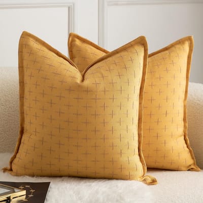 Set van 2 Geweven Jute Linnen Kussenslopen 45x45 cm - Decoratieve Sierkussens voor Woonkamer en Slaapkamer