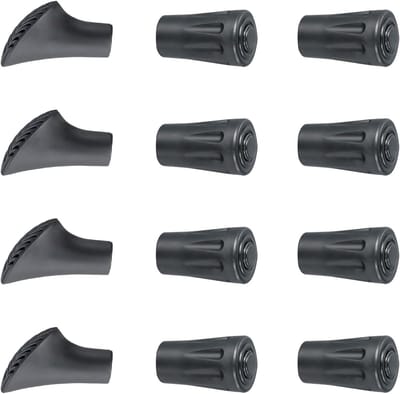 Rubberen Einden voor Wandelschoenen - 12 Stuks, Universele Tips voor 10-11mm Stokken, Geschikt voor Grind en Stoep, Zwart