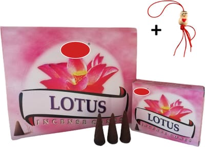 Doos met 12 pakjes - Wierook - Wierookkegeltjes - Kegeltjes - Kegels - Incense Cones - Lotus - 120 Kegeltjes + Gelukspoppetje