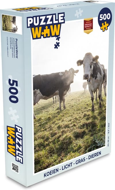 Puzzel Koeien - Licht - Gras - Dieren - Legpuzzel - Puzzel 500 stukjes