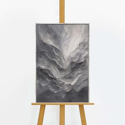 YS Schilderij "Herinnering van de rotsen" - Handgeschilderd canvas schilderij - Wanddecoratie Moderne kunst - Grijs - Abstract - Muurdecoratie woonkamer - Slaapkamer decoratie - Kamer accessoires - Schilderij moderne kunst Grey 60x40