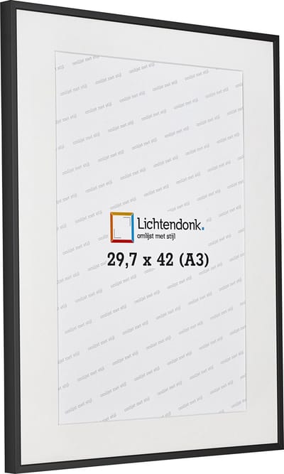 Aluminium Wissellijst Zwart met PASSE-PARTOUT – A3 - 29,7 x 42 Fotomaat – Lijstmaat 40x50 – Professional – Helder Acrylite