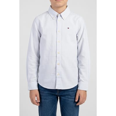 Tommy Hilfiger Boys Flex Ithaca Shirt Ls Breezy Blue Stripe Taglia: 7 | Camicie Outlet | kids | Blu