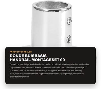 Dailygoods- Buisbasis 90° - Ronde Buisbasis - 316 Roestvrij Staal - Scheepsboothardware - Optionele Binnendiameter 22mm/25mm - Eenvoudige Installatie - Buisvoet