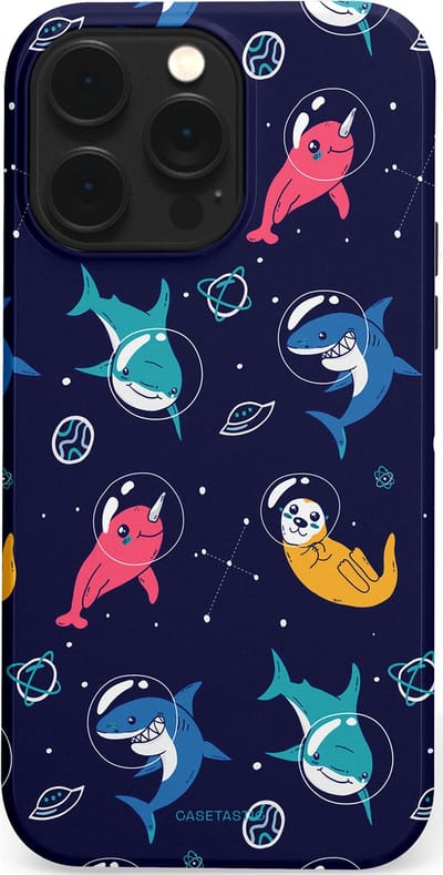 Casetastic Hoesje Geschikt voor Apple iPhone 14 Pro Max Magsafe - Stijlvolle Beschermende Duo-layer Case - Ruimte Oceaan Blauw