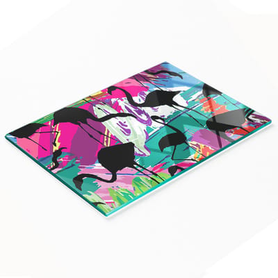 Decoratieve glazen snijplank met flamingo-afbeeldingen, 80x52 cm