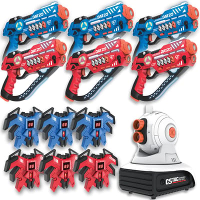 Savorelle® Lasergame Set voor Kinderen - Volwassenen - 6 Spelers - Oplaadbaar Speelgoed Pistool - Laserguns - Lasershoot - 6 Laserguns en 6 Vesten en 1 Projector - Binnen en Buiten - Groepsspel
