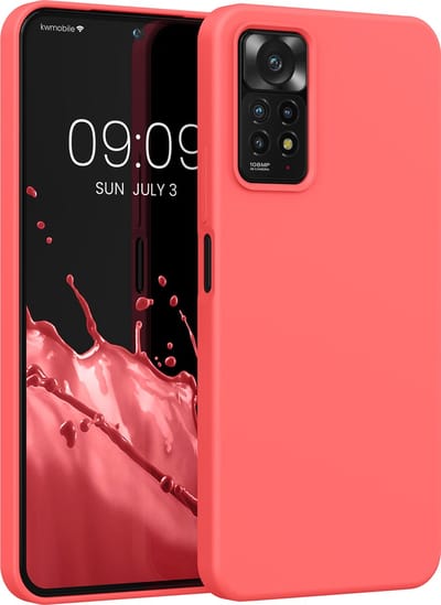 kwmobile telefoonhoesje geschikt voor Xiaomi Redmi Note 11 Pro / Redmi Note 12 Pro 4G - Hoesje met siliconen coating - Smartphone case in levendig koraal