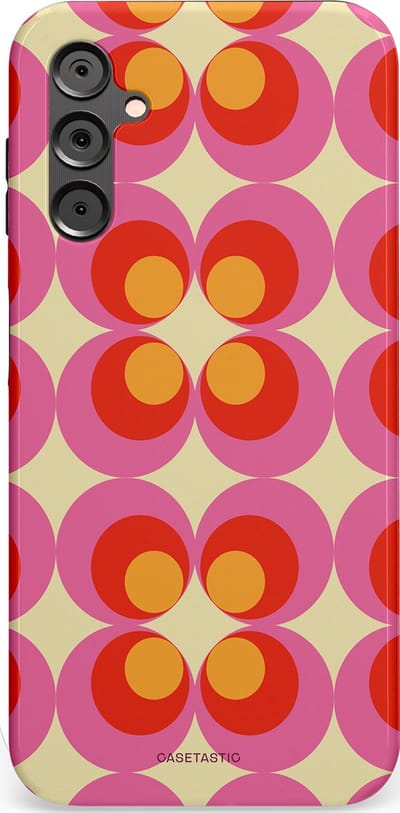 Casetastic hoesje geschikt voor Samsung Galaxy A14 (2023) 5G / Samsung Galaxy A14 (2023) 4G - Dubbellaagse bescherming - Circle boogie - Fashion Case - Roze Rood Zand Okergeel