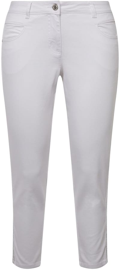 MIAMODA - Dames - Twillbroek slim fit pailetten-strepen - Sneeuwwit - Maat 46