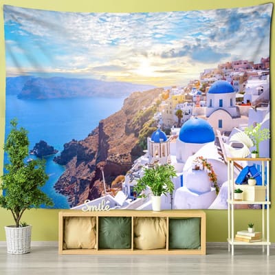 Kleurrijk Kasteel Bouw Dorp Wandtapijt Wandhanger Boheemse Stijl Eenvoudig Ins Psychedelisch Hippie Slaapkamer Huisdecoratie 95x70cm