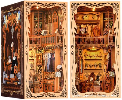 Meedeer DIY Book Nook Poppenhuizen Kit-The Duchess's Wardrobe-DIY miniatuur huiskit Met led en stofkap-3D puzzel boekensteunen van hout-modelbouwsets voor volwassenen om te bouwen
