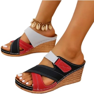 Chaussures pour femmes Bout ouvert Pantoufles pour femmes Mode Couleur assortie Pantoufles décontractées Femmes Été Grande taille Pantoufles compensées 43 brown