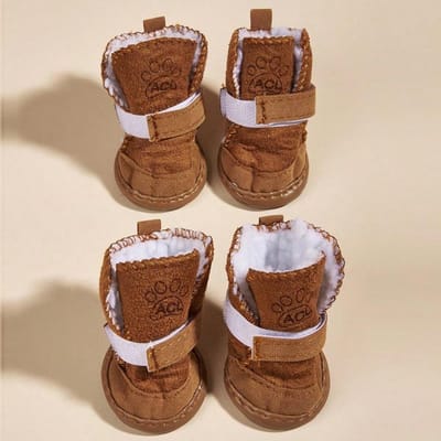 4 stuks/Set Lamswollen Huisdier Schoenen, Geschikt voor Kleine/Middelgrote Huisdieren, Warm, Modieus, Antislip XS brown