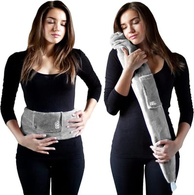 Originele Bekroonde Lange Warmwaterkruik 75 cm x 12 cm - Draagbare Riem - Tot 6 Uur Warmte - Klasse A Natuurlijke Sri Lankaanse Rubberen Eco-Fles - 2 Jaar Garantie - Koala Grey