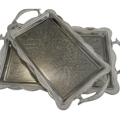 Kadirelli Dienblad - Zilver - Set van 2 - Serveerschaal - Tepsi