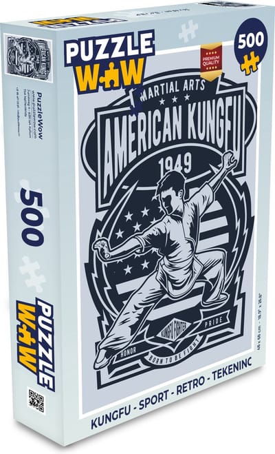 Puzzel Kungfu - Sport - Retro - Tekening - Legpuzzel - Puzzel 500 stukjes