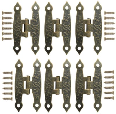 Allecto - Retro bronzen metalen scharnieren - Decoratieve scharnieren - Perfect voor meubels - Kleur brons - Voor kisten en deuren - 20 stuks
