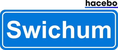 Hacebo - Plaatsnaam Sticker - 29x10 CM - Swichum sticker - Verkeersborden sticker - grappige cadeaus - Swichum