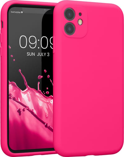 kwmobile telefoonhoesje geschikt voor Apple iPhone 11 - TPU backcover met siliconen coating - Smartphone case in neon roze